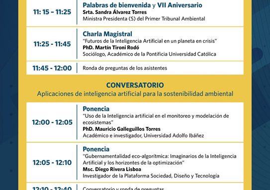 Expertos en inteligencia artificial y ciencias expondrán en seminario del Primer Tribunal Ambiental