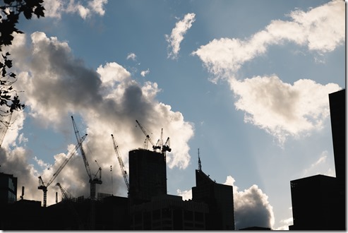 construction building in city and sky